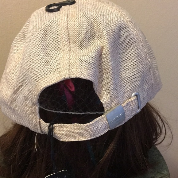 bebe Shimmery Linen Embroidered Roses Adjustab Hat - Picture 2 of 2